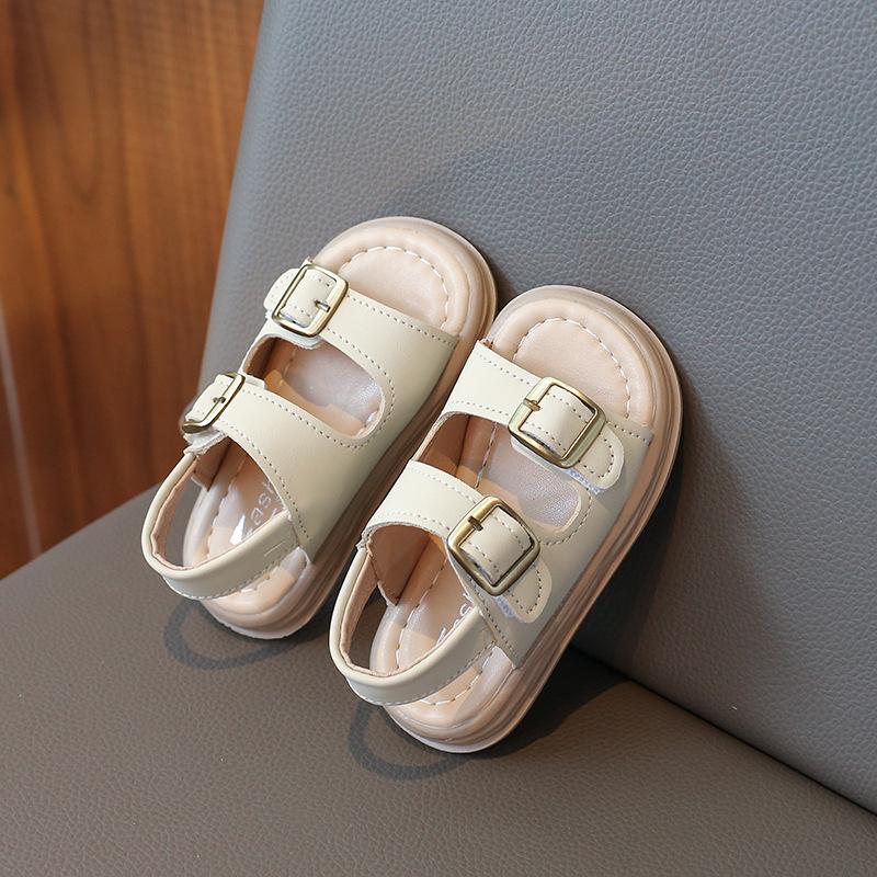 Kids Beige Metal Buckle Thick Sole Casual Sandals 16 белый