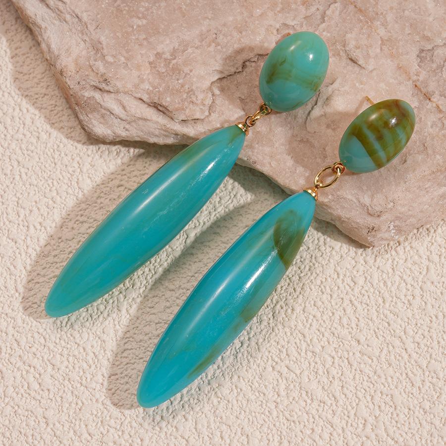Vintage Emerald Color Acrylic Dangle Earrings for Women Fashion Personality Malachite Pendant Earrings Charms Party Jewelry K1