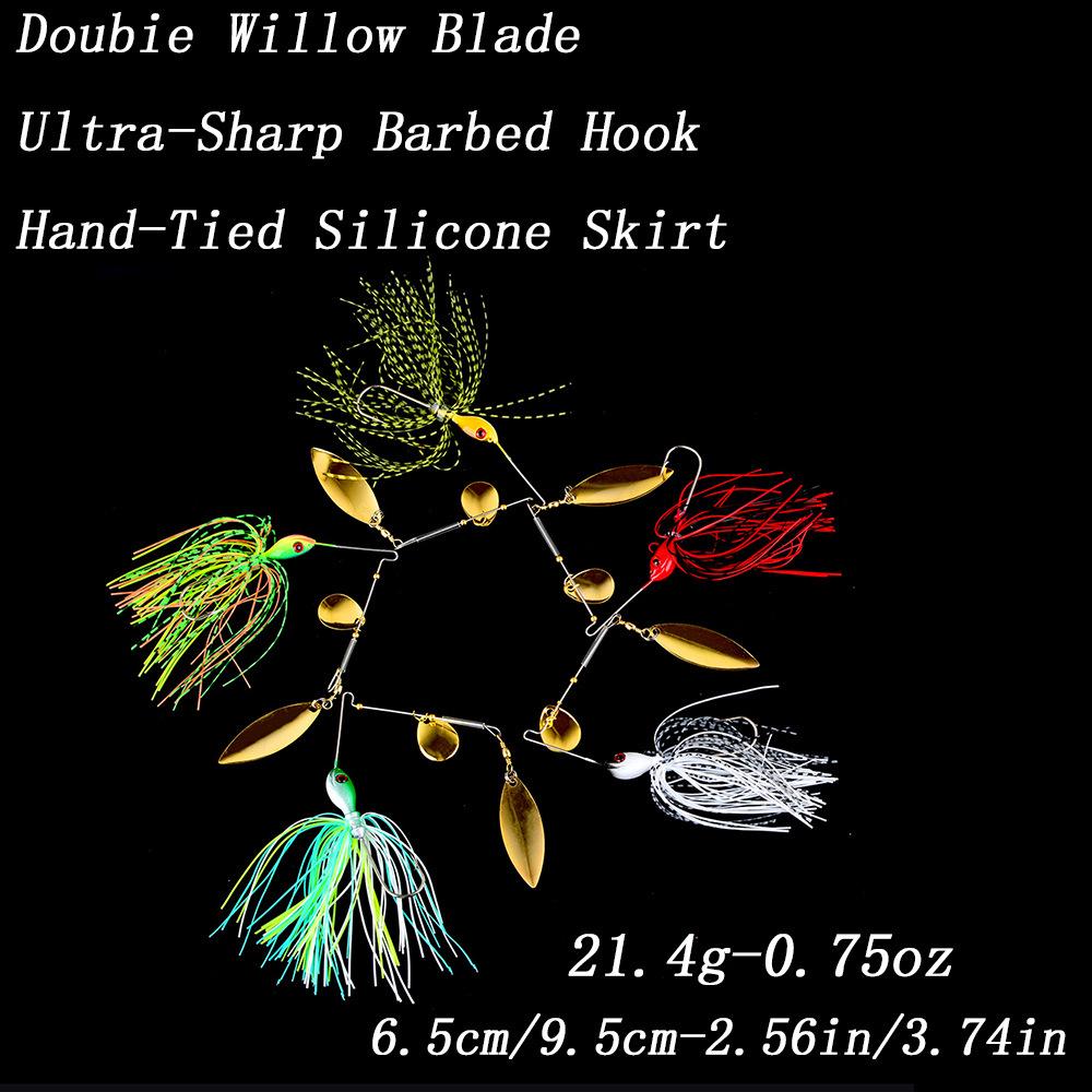 Alloy Willow Leaf Spinner Bait 21.4g - Anti-Snag Design with Bearded Lure