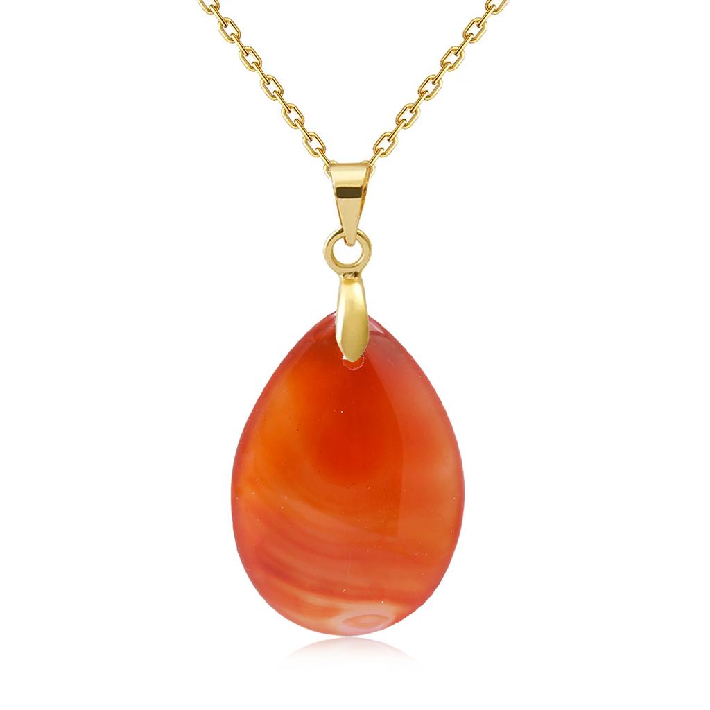 New Fashion Natural Stone Crystal Pendant Teardrop Simple Pendant Necklace Earrings Making Jewelry With Chain Collar