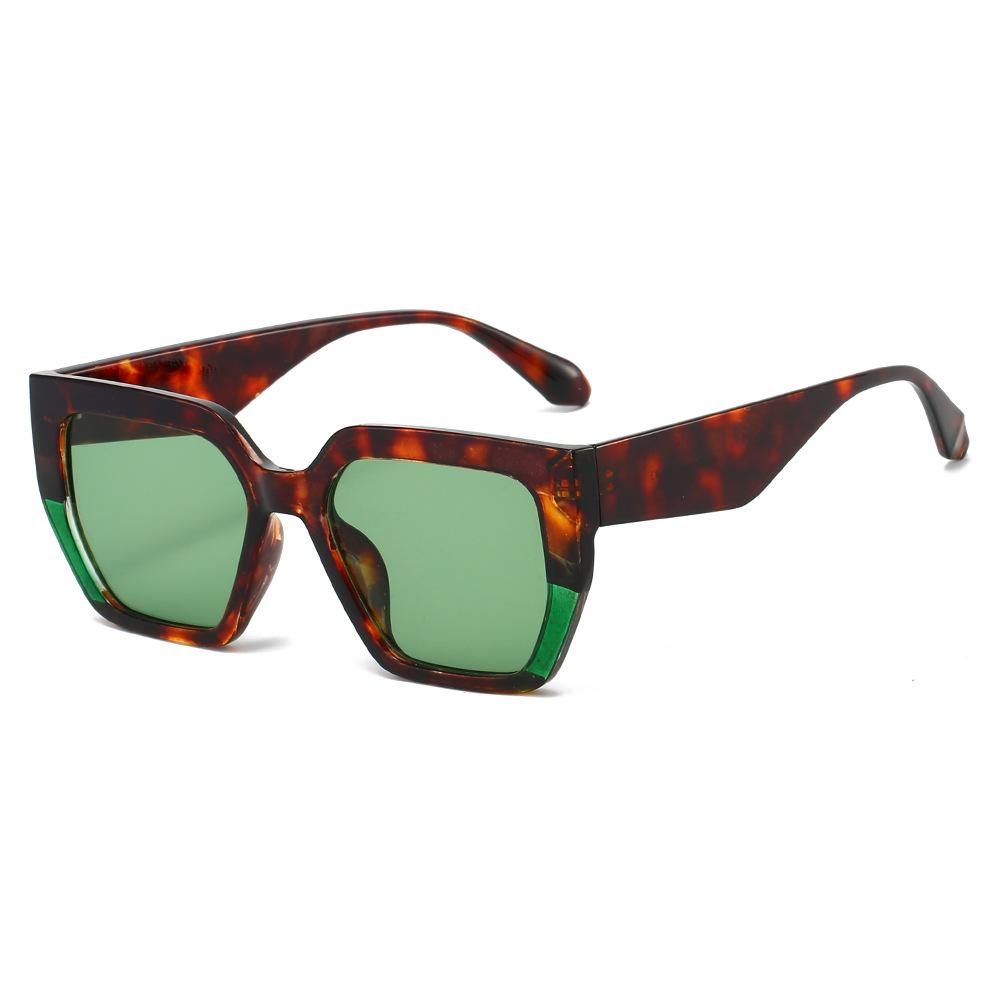 New Retro Square Leopard Gradient Women Sunglasses  Personality Contrast Thick Frame Design Fashion Trend Men Shades Uv400