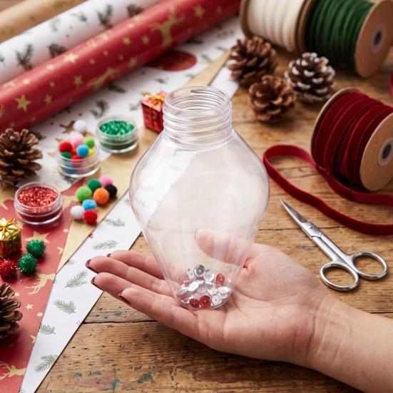 Clear Plastic Fillable Ornaments Christmas Bulb Shape Storage Jar, Transparent Refillable Light Stocking Stuffers Ornament, Tree Pendant for