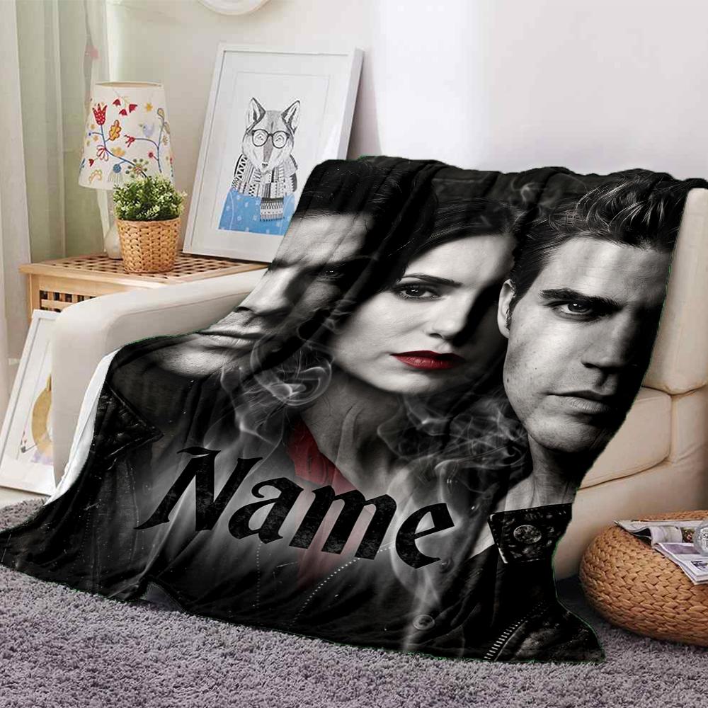 Custom Name Vampire Diaries Theme Printed Blanket Perfect For Couch Bed Travel Outdoor Use Machine Washable Cozy Durable