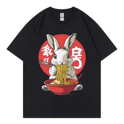 Rabbit Ramen Funny Graphic T Shirts Harajuku Japan Style Short Sleeve T-shirt Men Women Clothing Fashion Y2k Oversized T-shirts