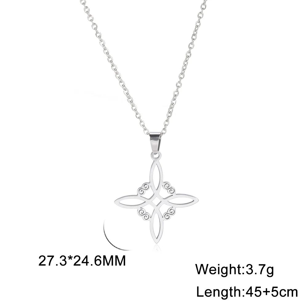 Cazador Witch Knot Tetragrammaton Pentagram Pendant Necklace Stainless Steel Vintage Double Amulet Protection Necklaces Jewelry