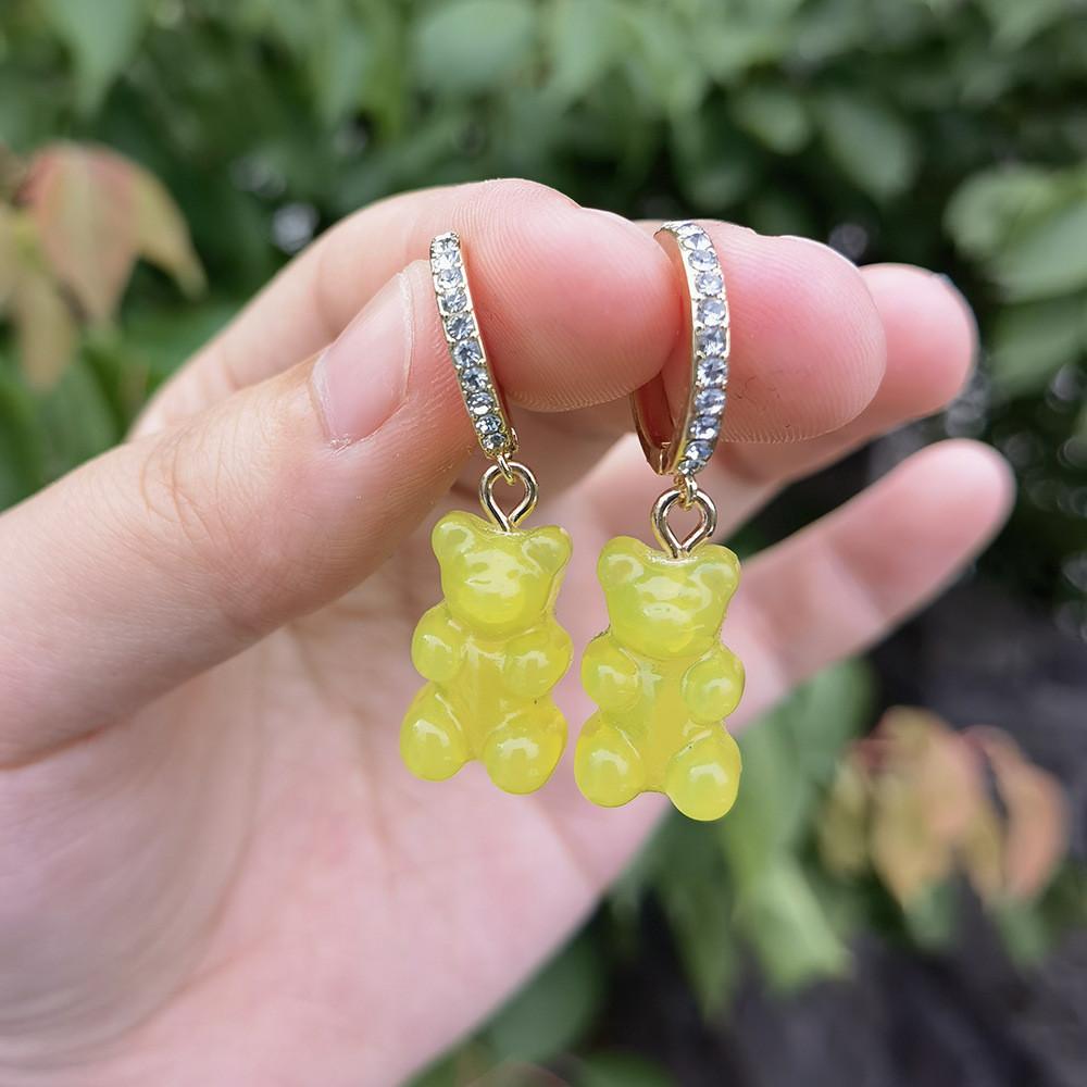 

Adorable Bear Colorful Earrings Creative Fashion Resin Alloy Studs Perfect Gifts жёлтый