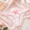 Female Summer Sexy Cute Small Broken Flower Pearl Bow Low Waist Thong Underwear