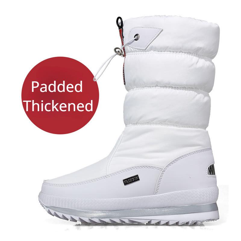 Women's Large Size Mid-calf Cotton Boots Thickened Warm Casual Big Cotton Shoes Winter Snow Boots Non-slip Waterproof