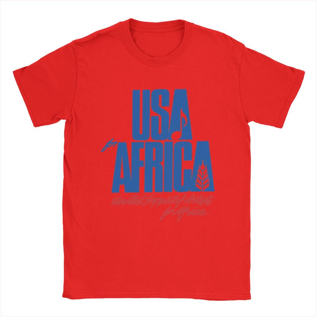 Men T-Shirt We Are The World Anniversary USA For Africa United Artists 100% Cotton Tees Short Sleeve T Shirts Tops Printed