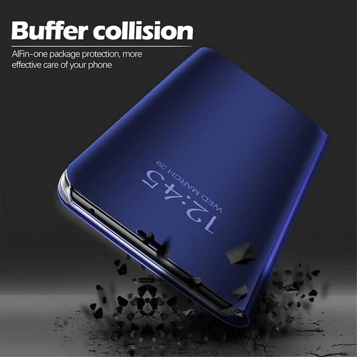 Coque - E.F.CONNECTION - Pour iPhone 12 - Effet Miroir - Rigide - Bleu