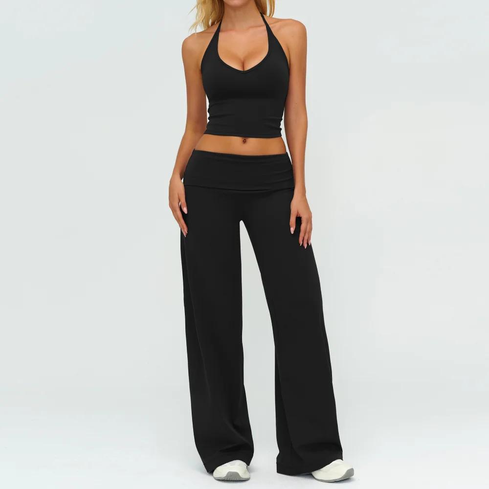 Women's Tracksuit Fitness Suit Two Piece Yoga Sets Women Sportswear Workout Sports Bra High Waist Flared Pant Gym Clothing