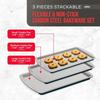 Bakken Swiss Cookie Sheet 3 Piece Set Non-Stick Stackable Baking Pans Deluxe Ceramic Coating – Dishwasher Safe Home Baking