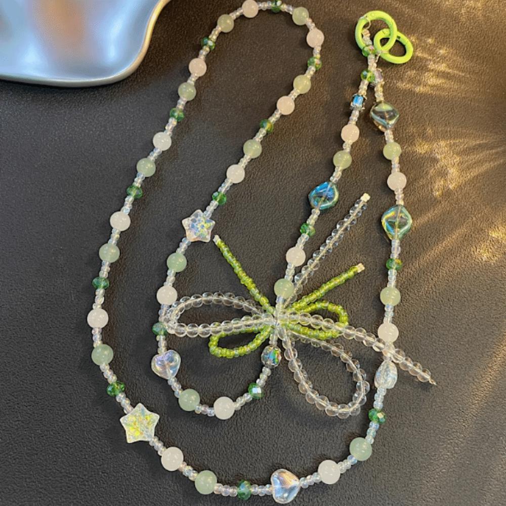 Bowkont Beaded Phone Chain Pearl Mobile Phone Crossbody Strap Beads Phone Lanyard  Keychain Pendant