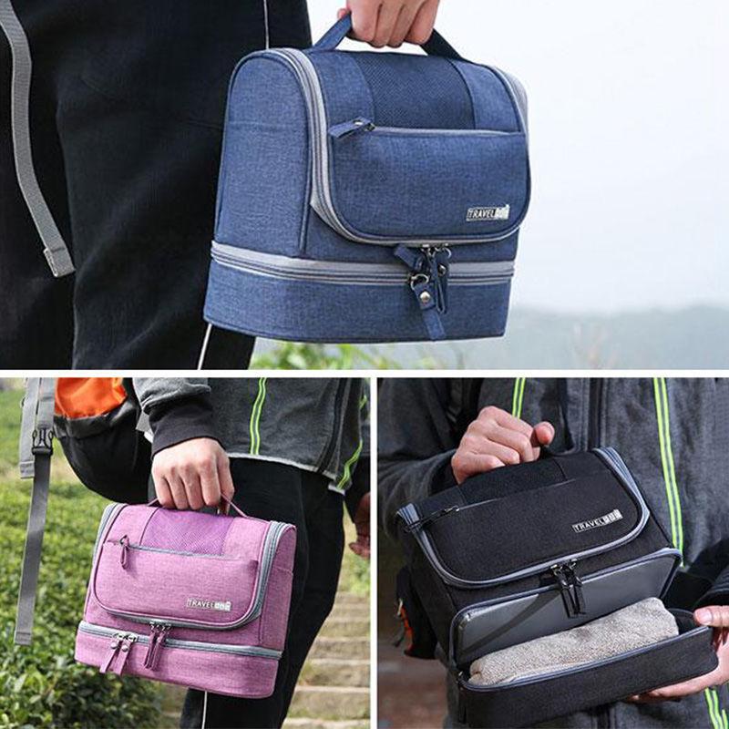 600D Oxford wasserdichte Kosmetiktasche für Frauen, tragbare Haken-Trocken-Nass-Trennung, Wasch-Aufbewahrungstasche, doppellagig, Outdoor-Männer, Reise-Organizer, Make-up-Tasche