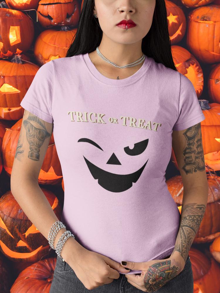 

Bio Baumwolle Damen T-Shirt Halloween Horror Fasching Trick treat Kostüm S