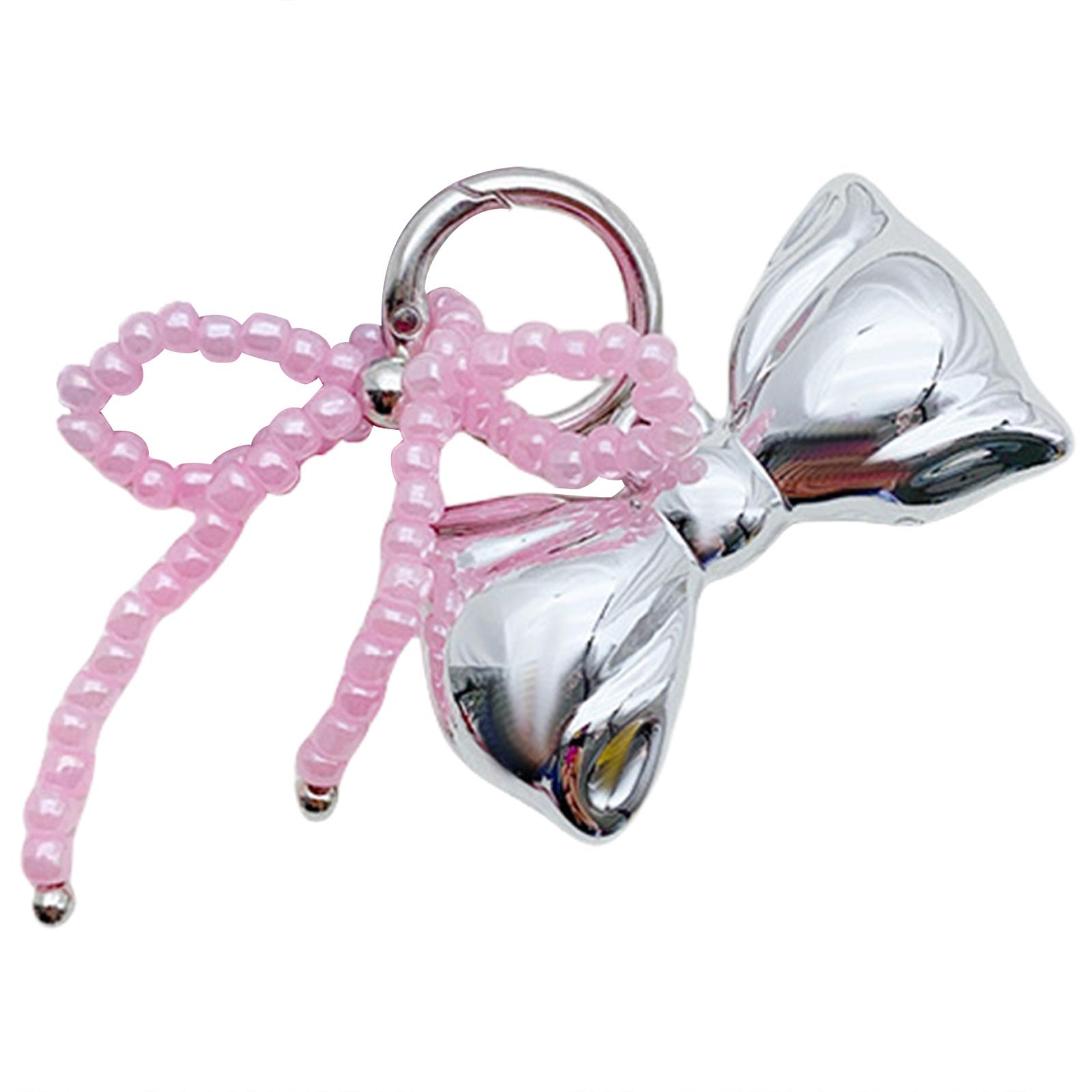 

Стильный брелок-бантик с бусинами, подвеска в виде бабочки-бантика для женских сумок и рюкзаков, красочный брелок-украшение розовый