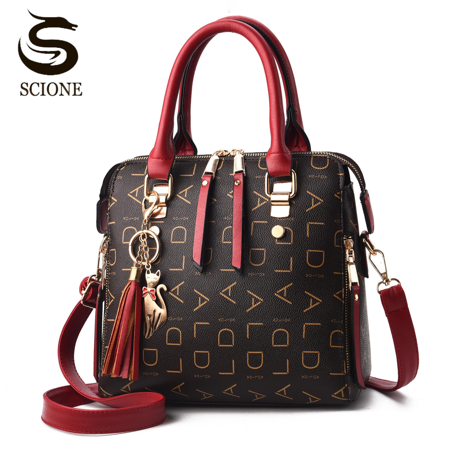 

Жіночі сумки SCIONE Жіночі сумки Повсякденні сумки на плече Сумки з штучної шкіри великої місткості Сумки з хрестом 24cm*13cm*35cm винний