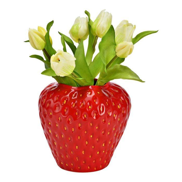 Grand Vase Fraise en céramique 16x17x17 cm