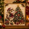 1 Set 3D Pearl Effect Diamond Painting Art Kit DIY Handmade Christmas Kitty Art Kit Christmas Kitty Theme Craft Decor Set