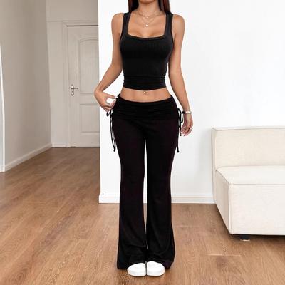 A Two-piece Halter Top and Wide-leg Pants Set for Women's Spring and Summer