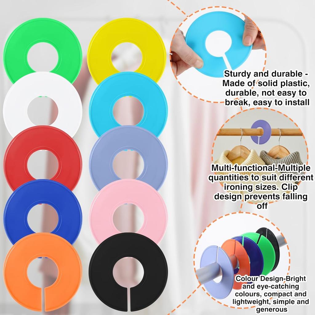Giantree 10 Pcs Closet Dividers for Hanging Clothes, Color Plastic Rack Dividers Round Clothes Closet Labels Reble Separators