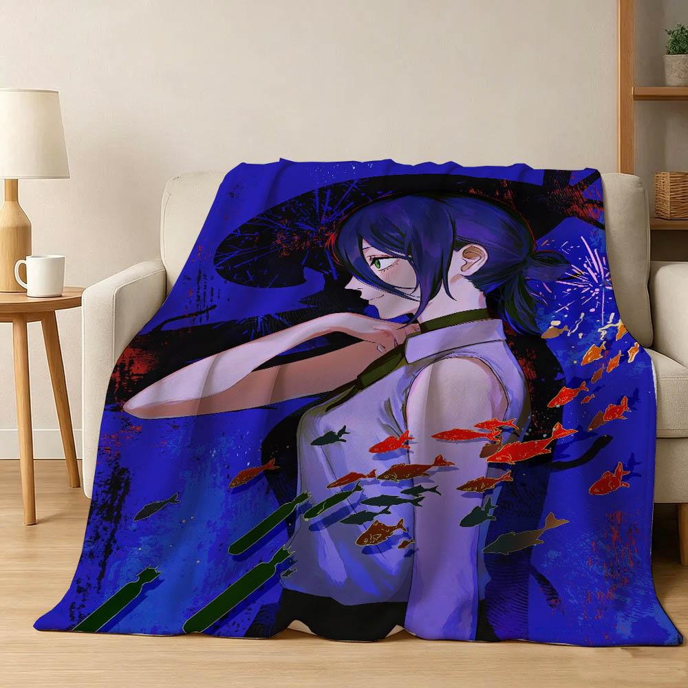 C-Chainsaw M-Man The Movie Reze Arc 3D Flannel Blanket Soft Throw Blanket Art For Home Decor Bedroom Bed Sofa Picnic Fans Gifts