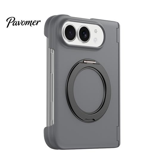 Anti Fingerprint Hard PC Case Magnetic Folding Phone for IPhoneDuo, Hands Free Viewing with 360 Degree Non Slip Matte Finish Rotating Ring Stand,