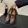 Retro British Style Loafers 2025 New Platform High Heels Small Leather Shoes Lazy One Pedal Thick Heel Single Shoes