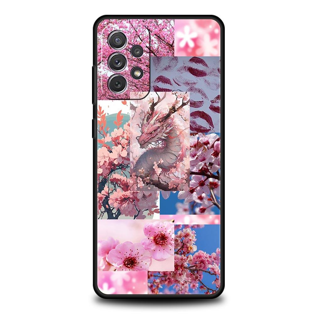 Korean Flower Phone Case for Samsung Galaxy A55 A35 A17 A07 A15 A13 A25 A51 A71 A72 A73 A32 A52 A52S A41 5G Soft TPU Shell Capas