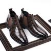 Q88 Chelsea Boots Men's British Style Fashion Pointed Retro Crocodile Pattern Hair Stylist Casual High-top Leather Shoes Tide