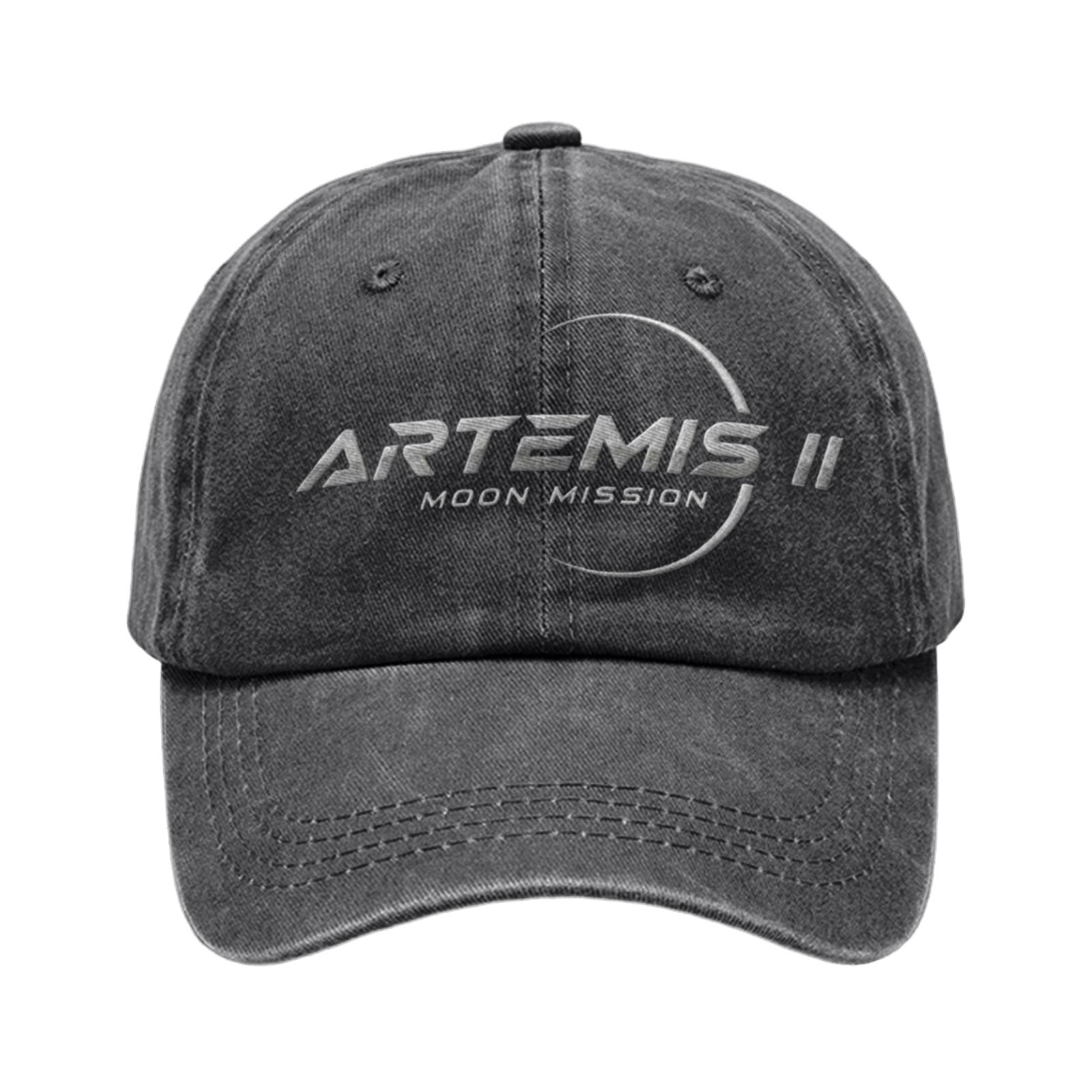 

Unisex Casual Baseball Cap with Artemis II Moon Mission Embroidered Print Adjustable Fit Durable Cotton Hat One Size чёрный