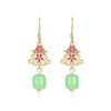 Elegant Wind Flower Enamel Earrings: 925 Sterling Silver, Imitation Jade, Cheongsam Style