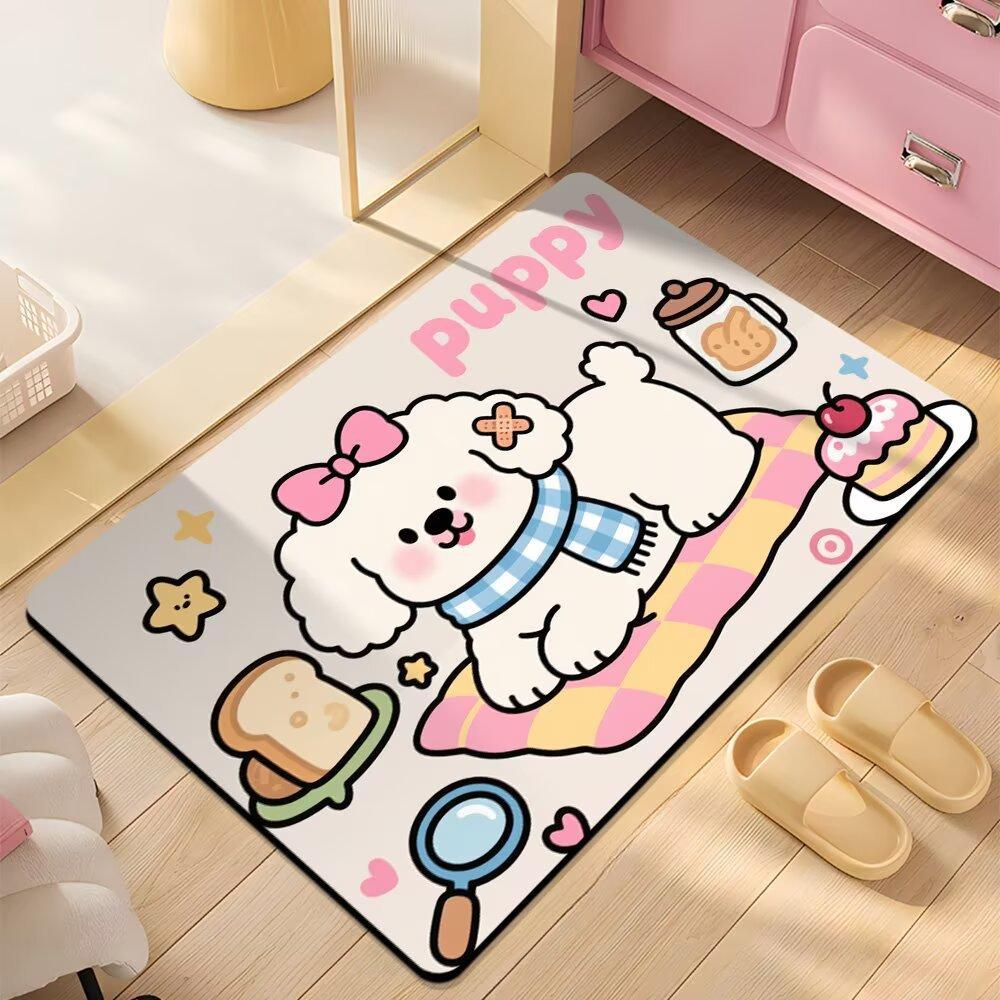 Floor Mat Bathroom Absorbent Mat Cartoon Cute Dopamine Non-slip Mat Household Dirt-resistant Foot Mat Diatom Mud Floor Mat