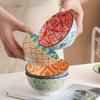 4-Piece Bohemian Ceramic Bowl Set - Salad, Dessert, Soup, Fruit, Appetizer & Snack Nut Bowls, Dishwasher & Microwave Safe