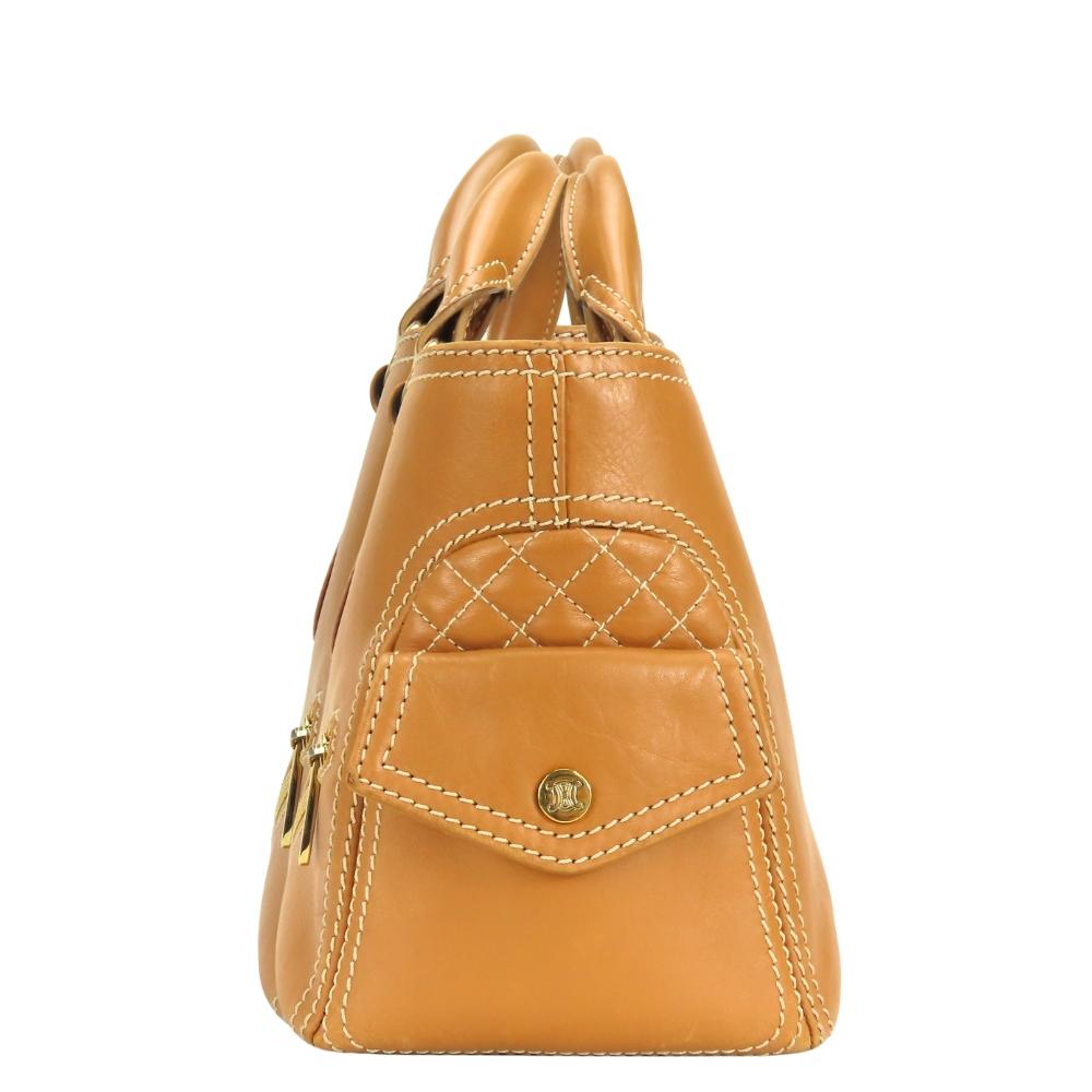 Used CELINE Handbag Boogie bag leather Camel Brown casual