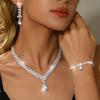 Ins Premium Simple and Versatile Daily Silver Necklace Earrings Bracelet Ring Full Diamond Four Piece Set