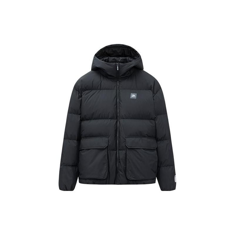 

Anta Life Series однотонная флисовая подкладка с большим карманом водонепроницаемая молния с капюшоном пуховик зимняя женская верхняя одежда черный 962248944-4 L