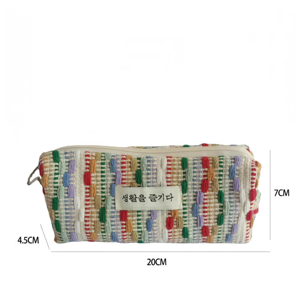 Colorful Rainbow Mini Canvas Cosmetic Bag Small Bag Coin Purse Student Pencil Case Wrist Bag