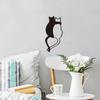 1pc Decoração de parede de metal preto intrincado Gato bonito com cauda em forma de coração Perfeito para amantes de gatos Decoração de quarto e casa elegante