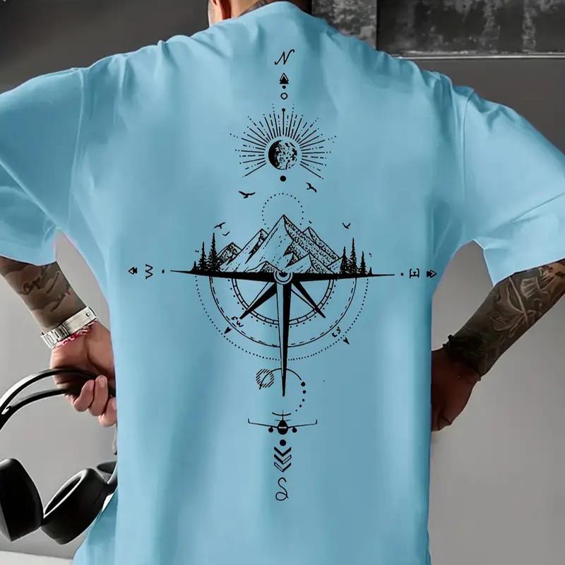Nové letní pánské módní tričko Osobnost Horské pásmo Potisk Pánské tričko Top