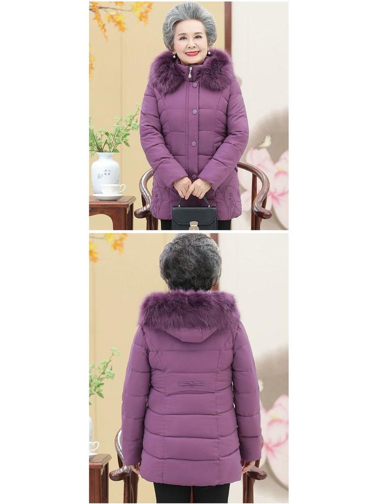 Elderly Women's Winter Cotton Jacket - Grandma Outfit, Middle-aged & Senior Down Coat