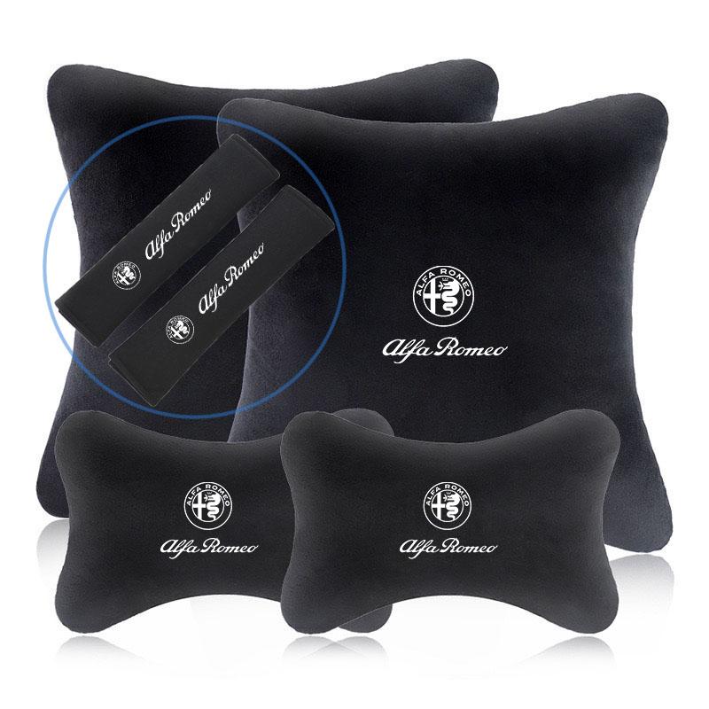 DGJLS1 Car Seat Belt Protect Shoulder Pad Cover Headrest Neck Pillow for Alfa Romeo 4C 159 Spider Giulia Giulietta 156 Tonale Mito 147