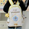 Student Backpack Trendy Nylon School Bag With Padded Shoulder Straps And Spliced Design For Campus Use