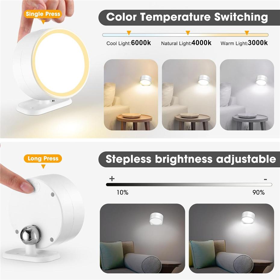 Led Wall Lamp with Remote 12 Models RGB Color Change Wall Light Touch Night Light 360° Rotation Magnetic Bedroom Bedside Lights