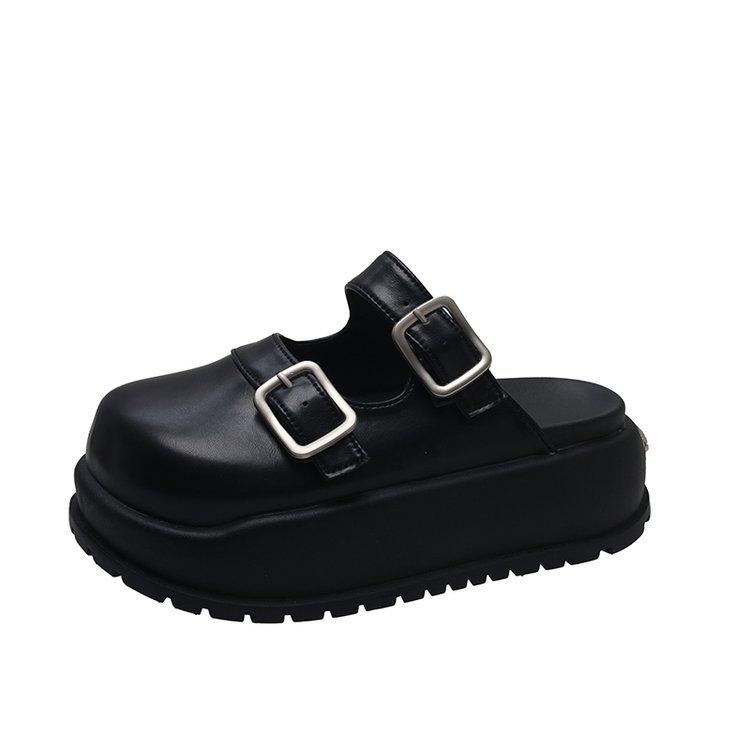 

Маленькая джинсовая сумка Мэри Джейн, тапочки-половинки для головы, женская одежда 2025 лето, новая обувь на платформе-маффин Мюллер 35