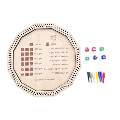 Tragbares Holzbrettspiel-Set mit Farkle-Würfeln und Würfelschale für stundenlangen Spaß mit Freunden und Familie