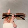 Rimless Rectangle Sunglasses  New in Vintage Gradient Ocean Lenses Shades Trendy Brand Designer Fashion Sun Glasses