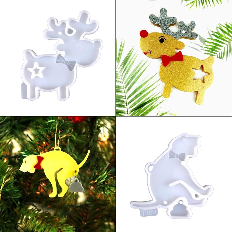 Puppy Wall Hanging Epoxy Mold Diy Keychain Pendant Wall Decoration Christmas Elk Ornament for Key Pendant Silicone Mold