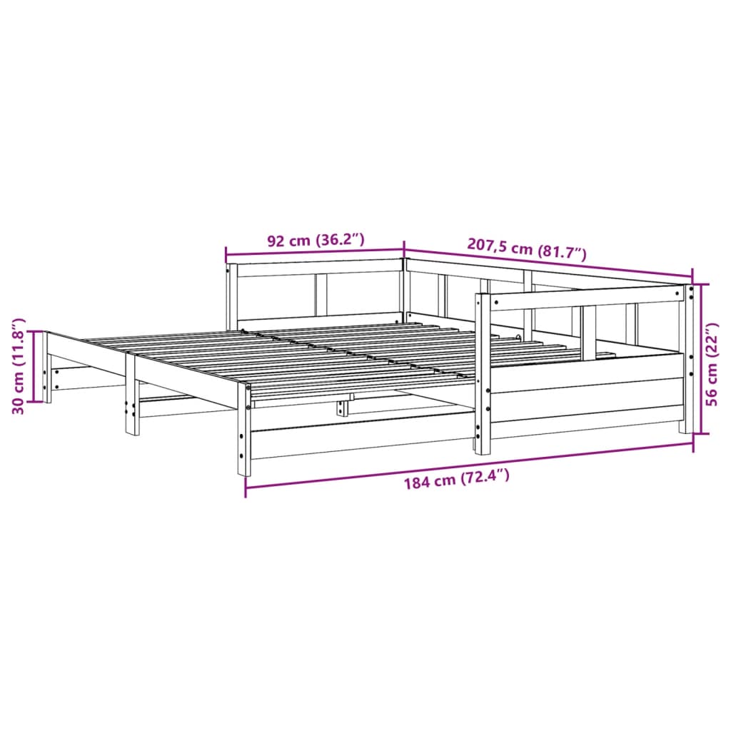 Daybed without Mattress White 90x200 cm Solid Pine Wood