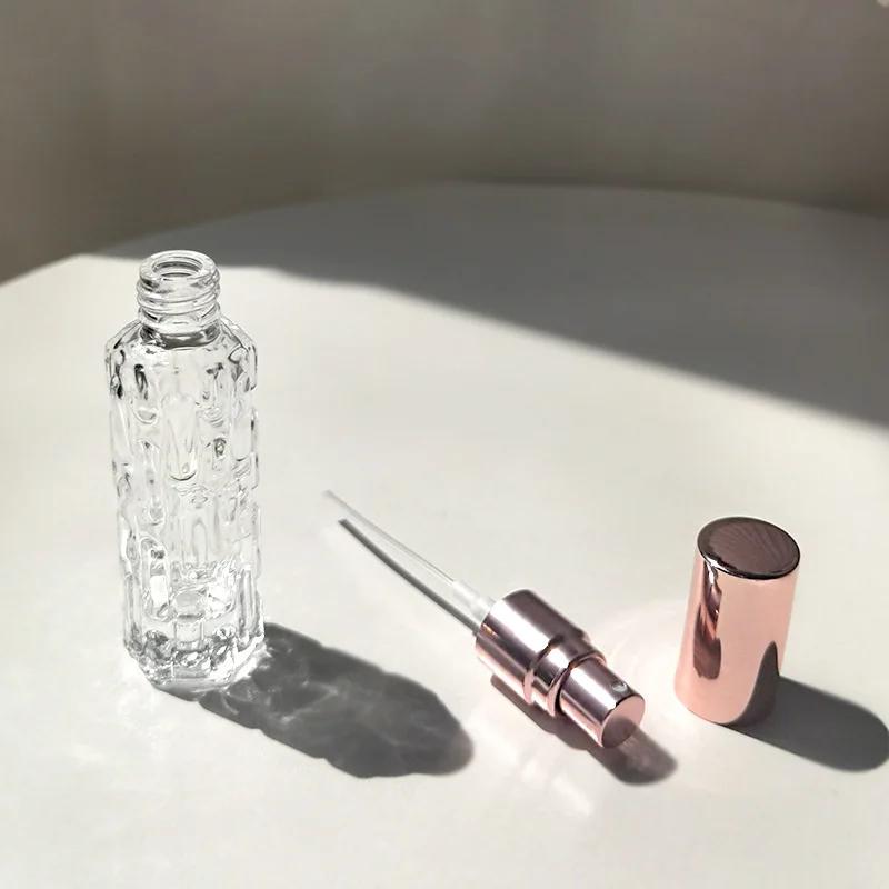 Rose Gold Glass Portable Refillable Perfume Bottle Cosmetic Container Press Empty Spray Atomizer Travel Small Sub-bottle 10ml